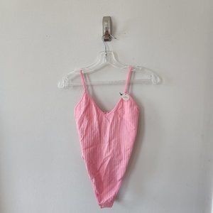 Forever 21 Seamless Ribbed Lingerie Bodysuit in Pink Icing Size M/L